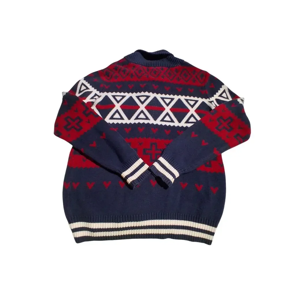 Y2K Vintage LRG Mens‎ Size M Nordic Chunky Grandpa Hertiage Preppy Cardigan